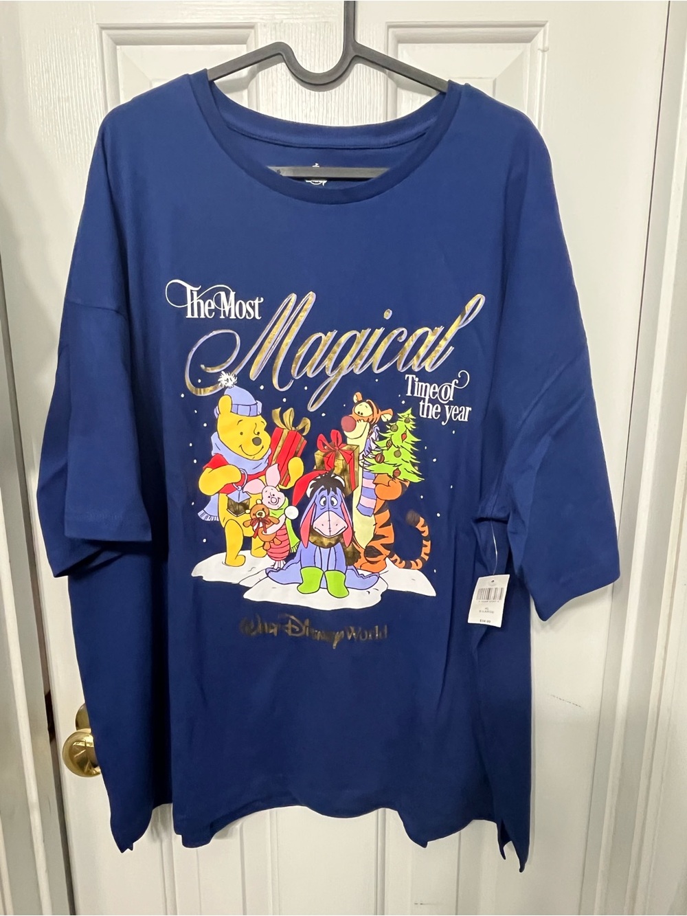 Disney Winnie the Pooh Navy Blue 'Magical Time' Holiday Character Tee